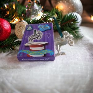 Christmas Cat In The Hat 2004 Silver Plated Ornaments Set of 2